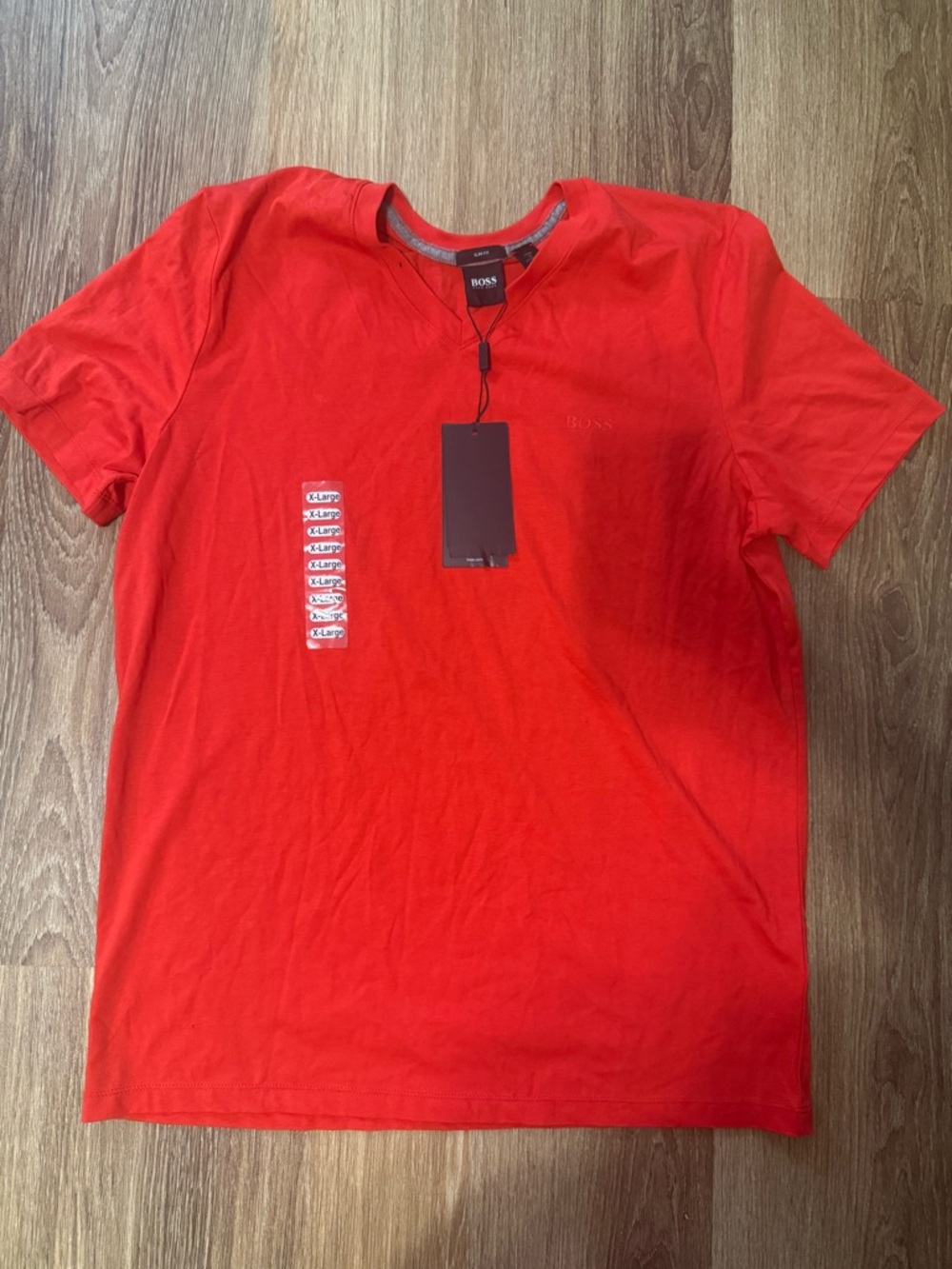 Boss Men’s Bright Red Short Sleeve V-neck Tee